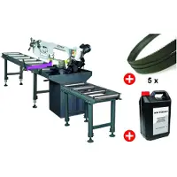 Optisaw Metaalbandzaag 0-60° zaagcapaciteit rond 225 mm 1,5 kW 230V incl. 2 rollenbanen 3M 5 lintzagen 1 bus koelmelk S275NV PACK 3
