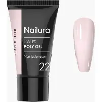 Nailura - Poly Gel 22 - Pearl Glitter - Light, Pearlescent Nude - 30 ml