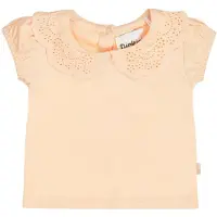 Dirkje T-shirt oranje broderie Meisjes Stretchkatoen Peter Pan-kraag Effen - maat 68