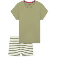 Schiesser Pyjama 'Casual Essentials' kaki / wit