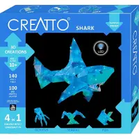 Brädspel.se Creatto Haai - Bouwset met LED Verlichting - Bouw 4 Lichtgevende Zeedieren - Haai, Octopus, Meeuw en Vis - 140 Onderdelen - Creatief Bouwspeelgoed - Vanaf 9 Jaar