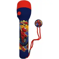 Euromic Marvel Spiderman kinder zaklamp/leeslamp - rood/blauw - kunststof - 16 x 4 cm