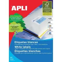 APLI Witte etiketten ft 199,6 x 289,1 mm (b x h), 100 stuks, 1 per blad (2412)