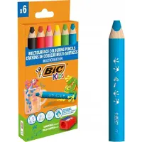 BIC kleurpotlood Multisurface, assorti, etui van 6 stuks + slijper