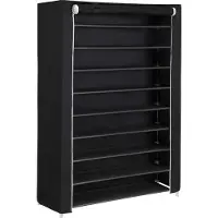 Leobert Textiele Schoenenkast Zwart – 9 Planken – Stoffen Schoenenrek 100x28x162 cm