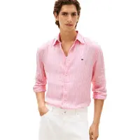 Tommy Hilfiger Heren Hemden Linen Bengal Stripe Rf Shirt - Roze - Maat L