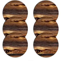 Bertoni-arco - Placemats - tafelmatten set van 6 stuks - rond - 33 cm, onderwerp: Hout - Bruin