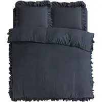 Sleeptime dekbedovertrek Ruffles - Microvezel - Antraciet - 240x220