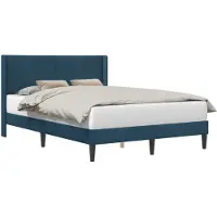 vidaXL Bedframe met hoofdeinde Blauw 140 x 190 cm Fluweel