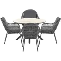 Garden Impressions Yima tuinset 5-delig licht grijs - Tulli tuintafel bruin Ø122 cm