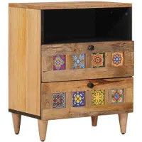 vidaXL Nachtkastje met lade Naturel 50 x 33 x 62 cm Massief Mango Hout