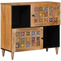 vidaXL Dressoir met opslag Naturel 80 x 33 x 75 cm Massief Mango Hout