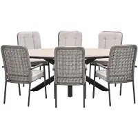 Garden Impressions Aleria tuinset 7-delig taupe - Tulli tuintafel 220x115xH75 cm - light teak vironwood