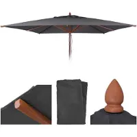Mendler Vervangingshoes voor houten zonnescherm, model HWC-C57b, zonneschermhoes, vierkant, 4x4 meter, polyester, antracietkleurig