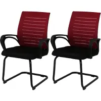 Mendler Set van 2 eetkamerstoelen HWC-K51, stoel met armleuningen, stof/textiel (250g/m²), gecertificeerd, kleur rood, frame zwart