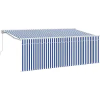 vidaXL Uitschuifbare luifel Blauw 350 x 200 cm Stof