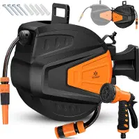 Kesser Tuinslanghaspel Automatische Wandslangenbox inclusief 30 meter Tuinslang en Muurbevestiging - Oranje