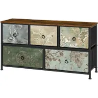 Happyment Ladekast met 5 Laden -Dressior - Kast - Voor Woonkamer, Slaapkamer, Keuken of Hal - TV-Kast & Dressoir - Met Stof en Metalen Frame van