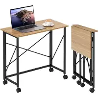 HOMCOM -klappbarer Schreibtisch-MDF-80L x 40B x 75H cm-Eiche