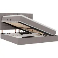 vidaXL Opslag bed met matras met hoofdeinde Taupe 160 x 200 cm Stof