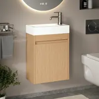 Mirlux Toiletmeubel vivo 40cm licht eiken wastafel wit
