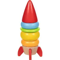 Sonstige Verlage Stapelspeelgoed - - Stapelraket - Massief hout - 5 delen - Rood