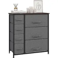 HOMCOM Ladenkast met 7 opvouwbare stoffen laden en metalen frame antraciet 63,5 x 30 x 71 cm