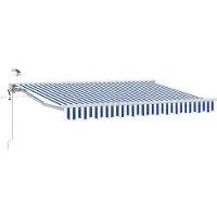vidaXL Elektrisch Uitschuifbare Zonneluifel Blauw en Wit 3,5 x 2,5 m