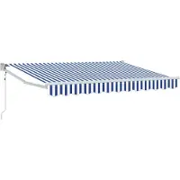 vidaXL Uitschuifbare luifel Blauw en Wit 3,5 x 2 m Polyester en Metaal