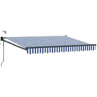 vidaXL Elektrisch Uitschuifbare Zonneluifel Blauw en Wit 2,5 x 2 m