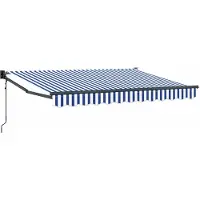 vidaXL Uitschuifbare luifel Blauw en Wit 3,5 x 2 m Polyester en Metaal