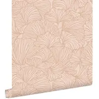ESTAhome behang ginkgo bladeren terracotta roze - 53 cm x 10.05 m - 139489