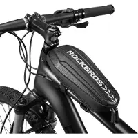 RockBros fietstas, framebag van 3 liter | waterdichte bovenbuis tas voor mountainbike, racefiets en e-bike | Robuuste, zwarte fietstas met harde buitenkant voor smartphone, gereedschap en accessoires