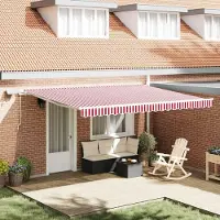 Syfax Uitschuifbare luifel Rood en Wit 450 × 350 cm Stof en Aluminium