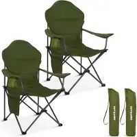 TRVLMORE Campingstoelen XXL - Opvouwbaar - 2-Pack - 160KG Draagvermogen - Incl. Draagtas - Klapstoel - Visstoel - Kampeerstoel - Vouwstoel - Groen