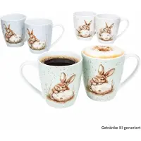 Ritzenhoff & Breker 6-delige set Bunny koffiemokken 360 ml, 2x wit, groen en blauw van porselein – 428612