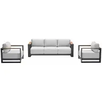 Garden Impressions Malakka loungeset 3 - delig carbon black/valley sand/light teaklook