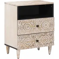 vidaXL Bedkast met lade Wit 50 x 33 x 60 cm Massief Mango Hout