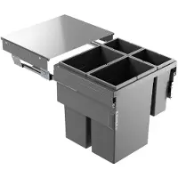 Hailo Euro Cargo 600 afvalsysteem voor kastbreedte 60cm grijs 90 liter (2x35+2x10)