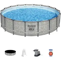 Bestway Zwembad met ronde constructie, Steel Pro MAX, stenenlook, 549x122 cm, 5618Y