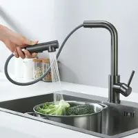 CECIPA Keuken kraan - Keukenkraan Met Uittrekbare Uitloop met 2 straalsoorten - Spoelkraan 360° draaibaar Mengkraan keuken grijs(Gun metal)