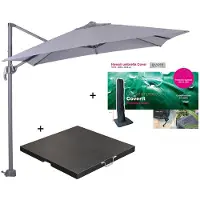 Garden Impressions Hawaii zweefparasol S 250x250 - donker grijs/licht grijs met 80 kg parasolvoet en parasolhoes