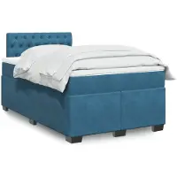 vidaXL Boxspring met matras fluweel donkerblauw 120x200 cm