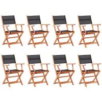 vidaXL Tuinstoelen 8 st inklapbaar eucalyptushout en textileen zwart