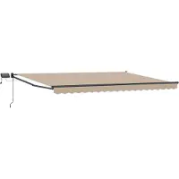 vidaXL Handbediende luifel met LED's Beige en Antraciet 4 × 3 m