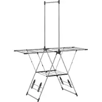 HOMCOM Wasdroogrek - Roestvrij staal, PP - 139x62,5x201 cm - Zilver