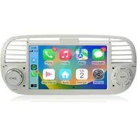 Hexinex Quad-Core autoradio Geschikt voor Fiat 500 (2007-2015) - Draadloos CarPlay, Android Auto,GPS Navi Android 15, multimediaspeler, 2GB+64GB, Wit