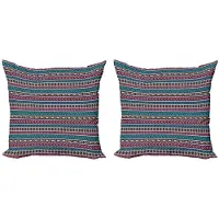Abakuhaus Gestreepte Kussenhoezen – Set 2x40x40 cm – Dubbelzijdige Print – Microvezel – Multicolor