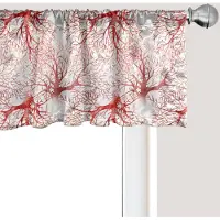 Abakuhaus Koraalkleurige raamvalletje, gordijnvalletje voor keuken en slaapkamer met tunnelzoom, 137 cm x 45 cm, donker koraal