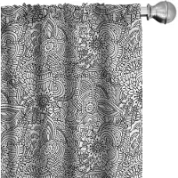Abakuhaus – Gordijnen 2-delige set 75x225 cm – microvezel, halfdonker, wit/zwart
